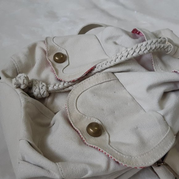 Bluenotes | Cream Canvas Drawstring Bucket Bag - Picture 8 of 9